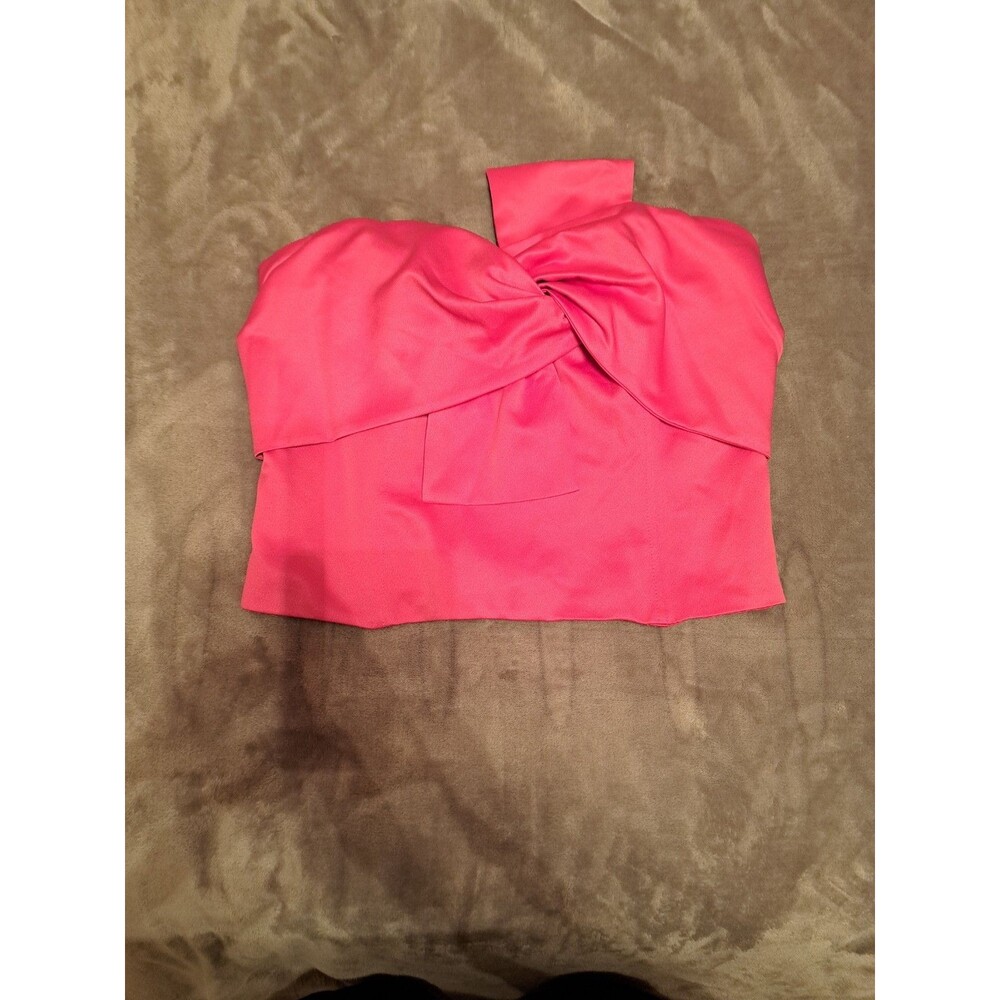 Anthropologie Porridge Women’s Strapless Top Sz XL Hot Pink Satin Bow Accent